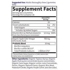 Organics Apple Cider Vinegar Probiotic 60 Gummies