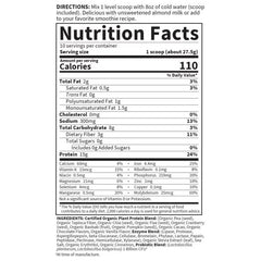 Organic Plant Protein Smooth Chocolate 9.7oz (276g) Powder