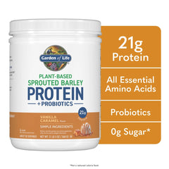 Sprouted Barley Protein + Probiotics Powder - Vanilla Caramel