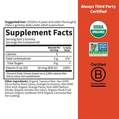 Organic Kids Vitamin D3 Gummy Orange flavor 60ct