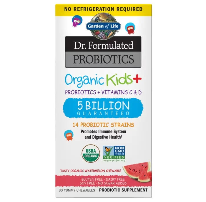 Dr. Formulated Probiotics Organic Kids+ Shelf-Stable Watermelon 30 Chewables