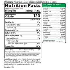 Organic Whey Protein Vanilla 13.33oz (378g) Powder