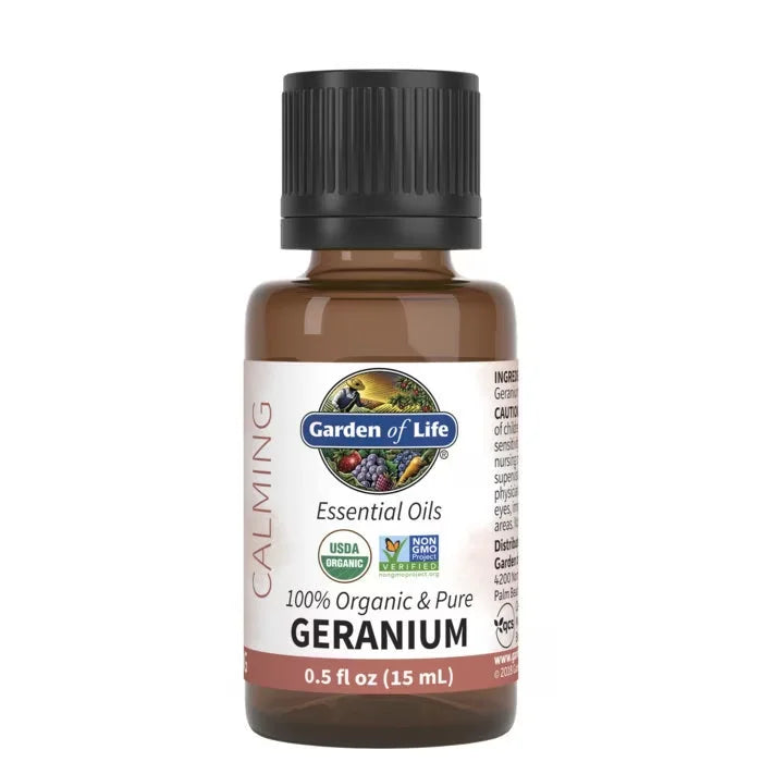 Essential Oils 100% Organic & Pure Geranium 0.5 fl oz (15 ml) Liquid