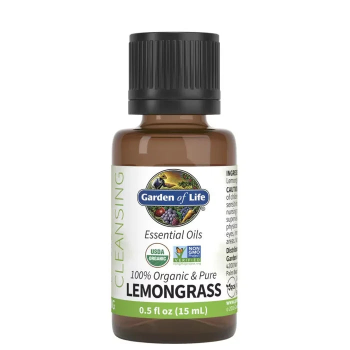 Essential Oils 100% Organic & Pure Lemongrass 0.5 fl oz (15 ml) Liquid