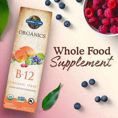 Organics B-12 Organic Spray Raspberry 2 fl oz (58ml) Liquid
